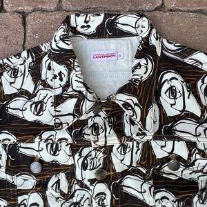 Charles Jeffrey LOVERBOY All-Over Face Print Canvas Denim Jacket Medium